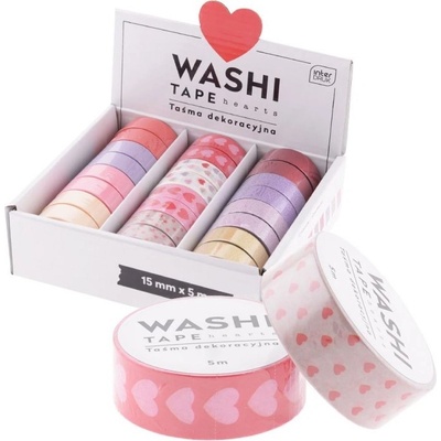 Paper Design Samolepící páska Washi Hearts 15 mm x 5 m – Zboží Mobilmania