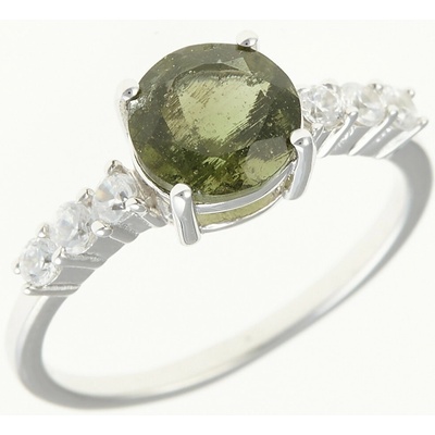 My Moldavite Stříbrný prsten s vltavínem a zirkony 434Z