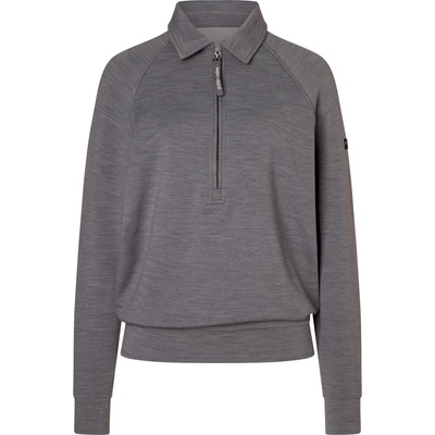 super. natural Дамски вълнен пуловер super. natural Women's 1/4 Zip Sweater Jumper - Cashmere Grey Melange (105-7093-0113)