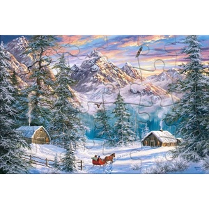 Castorland Пъзел-пощенска картичка Castorland от 24 части - Коледа в планината (KAR-024005)