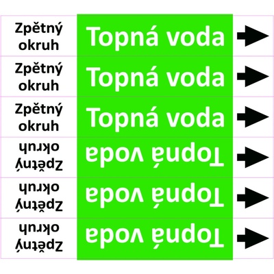 Grafiko | Topná voda - Zpětný okruh - dle ISO 20560 - Materiál fólie s ochrannou laminací, Rozměr aršík 6 ks 52x350mm