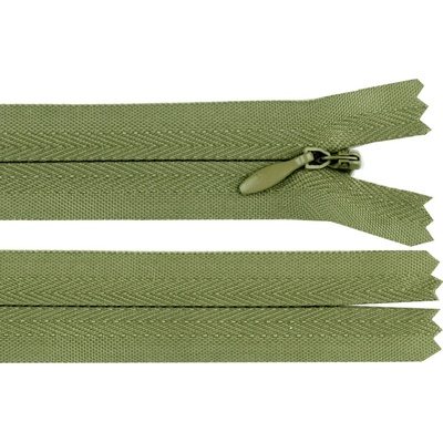 Spirálový zip skrytý No 3 délka 22 cm Varianta: 263 zelená khaki, Balení: 1 ks
