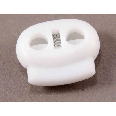Plastová plochá brzdička - biela - priemer prievlaku 0,5 cm