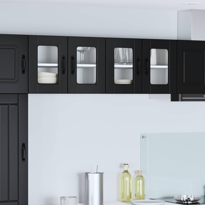 vidaXL Стенен стъклен шкаф PORTO Черно 60 x 31 x 40 см Инженерно дърво (885317)