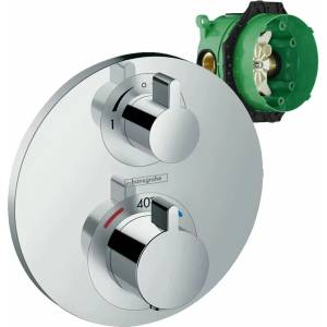 Hansgrohe Термостатичен смесител за душ Hansgrohe Ecostat S, две функции, хром и включен iBox (15758000 + 01800180)