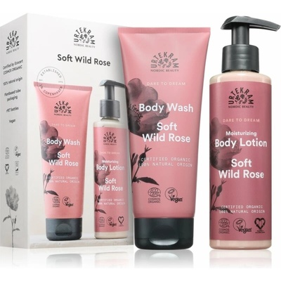 Urtekram Soft Wild Rose sprchový gel 200 ml + Urtekram Soft Wild Rose tělové mléko 245 ml kosmetická sada