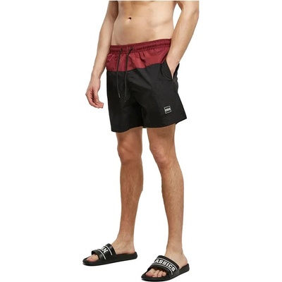Urban Classics Бански гащета Urban classics Block swimming shorts - Black (Cherry / Black)
