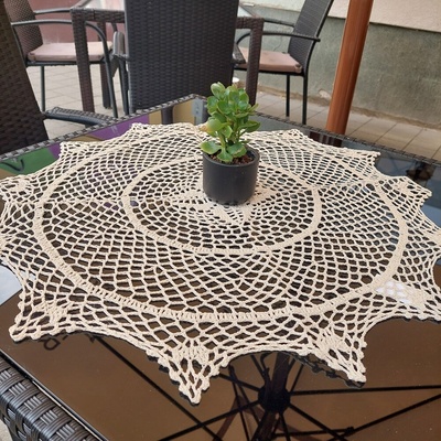 Evenit Háčkovaný krajkový obrus 60 cm kruh natur 21 Bavlna 60x60 cm