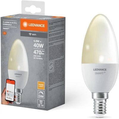 Ledvance Osram SMART + WiFi klasická svíčka stmívatelná teplá bílá 40 5W 2700K E14
