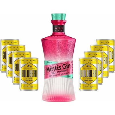 Mintis Párty set Gin Wild Raspberry 41,8% 0,7 l + 8x Water Tonic 0,15 l (Plech)