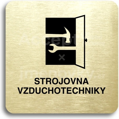 ACCEPT Piktogram strojovna vzduchotechniky - zlatá tabulka - černý tisk bez rámečku