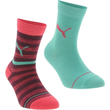 Puma Stripe 2 Pack Junior Crew Socks Green