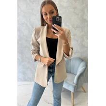 Fashionweek Talianske Elegantné sako blejzer s riasenými rukávmi K9709 Béžový