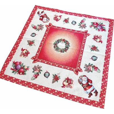 Evenit Vianočný gobelínový obrus 014V. vianočný veniec Bavlna/polyester 100x100cm