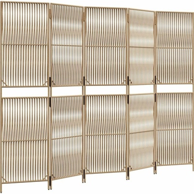 vidaXL Dělicí stěna 245 × 180 cm polyratan béžová 5 panelů 365383