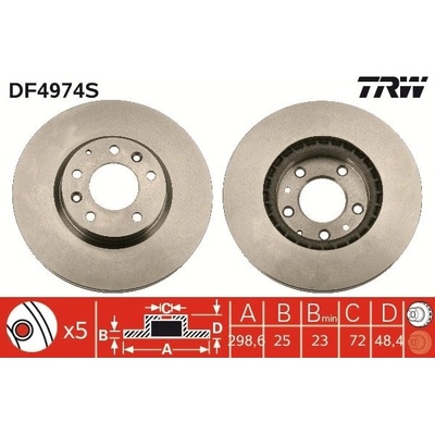 Brzdový kotúč TRW DF4974S