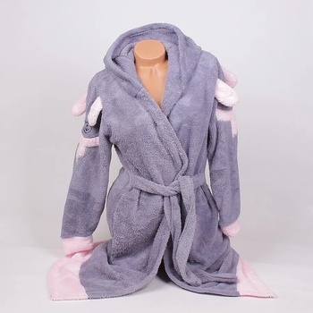 Image 1 of Макси пухкав халат в сиво с кученце