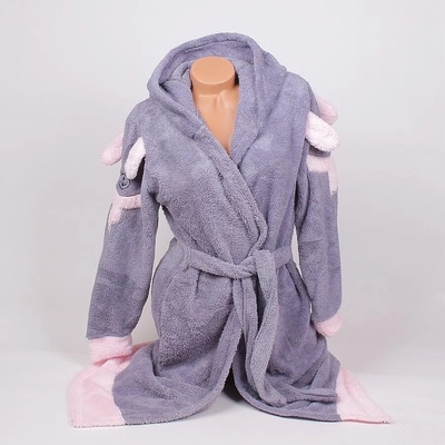 Макси пухкав халат в сиво с кученце