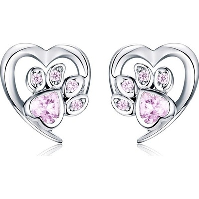 P&J Jewellery Stříbrné náušnice Milující tlapka SE24 růžová