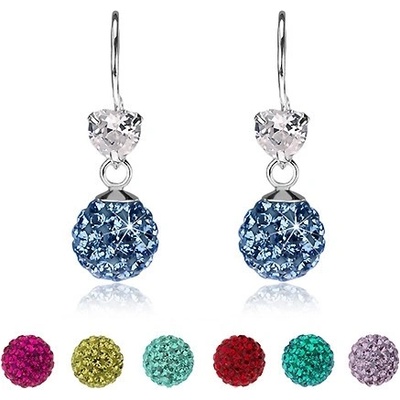 Šperky Eshop ze stříbra čiré srdíčko třpytivá kulička s krystaly Preciosa R26.6 : Tyrkysová