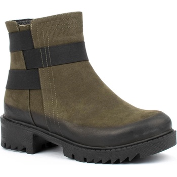 Image 1 of Тъмно зелени дамски боти от естествена кожа набук