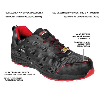 Bennon VECTRA S1P ESD NM Low polobotka černo-červená – Zbozi.Blesk.cz