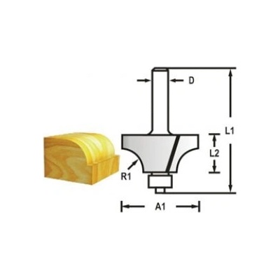 Zaoblovací fréza s ložiskem stopka 6mm, 20,6x10x52mm, Makita D-48309 – Sleviste.cz
