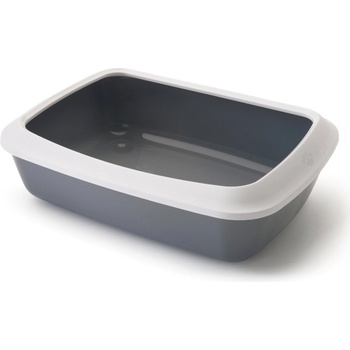 SAVIC Iriz - Котешка тоалетна с борд, бяло/сиво 50x37x14 см