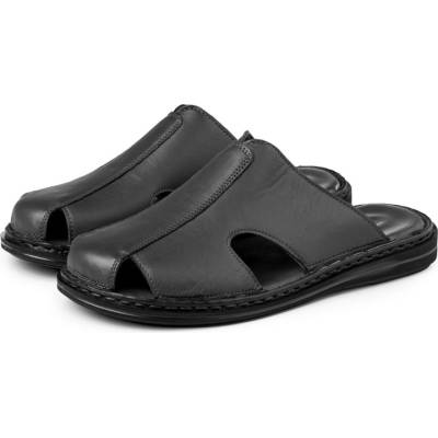 Ducavelli Мъжки ежедневни чехли от естествена кожа - Черни #401909 (401909_Черно)