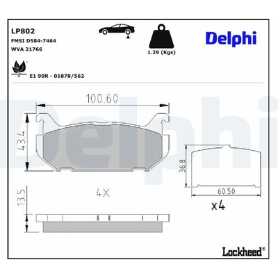Sada brzdových platničiek kotúčovej brzdy DELPHI LP802