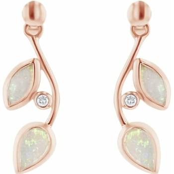 Eppi Opálové náušnice v tvare lístkov s diamantmi Leanne E44856