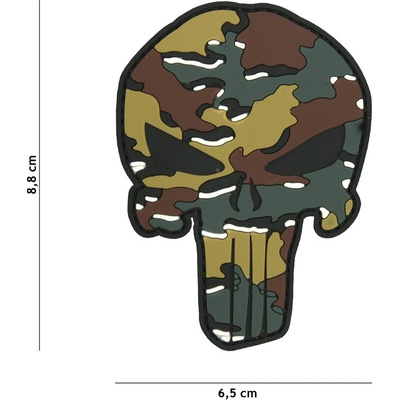 Gumová nášivka 101 Inc Punisher Head - belgický vzor