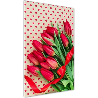 Vertikálny fotoobraz na skle Červené tulipány 50x100 cm