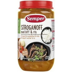 Semper Ястие Semper - Бифтек Строганоф с ориз, 235 g (9617) - baby