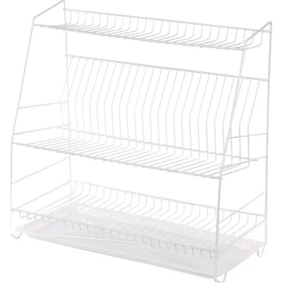 Třípatrový odkapávač na nádobí 50 cm bílý s odkapávací táckou