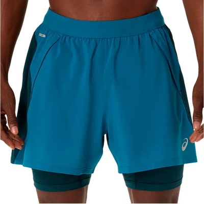 ASICS Мъжки шорти за бягане Asics Road 2N1 5'' Short Running shorts - Tranquil Teal / Dark Teal / Yamabuki (012-3843-0213)
