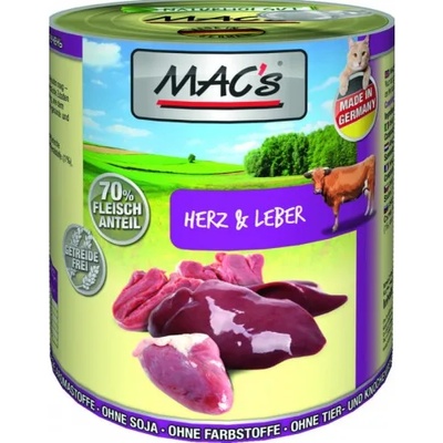 MAC's Mac’s Cat Adult, консерва за пораснали котки, БЕЗ ЗЪРНО, със сърца и черен дроб (мин. 70% месо), 400 гр - Германия - 812VE