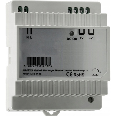 BERGE LED zdroj na DIN lištu 24V - 60W - 2,5A PS-DIN-24V-60W
