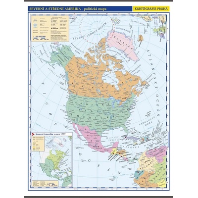 Amerika - Severní a Střední -školní- politická - nástěnná mapa - 1:10 000 000