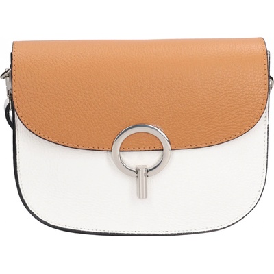 Dámská kožená crossbody kabelka Italia Moniq hnědobílá