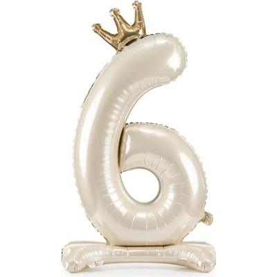 PartyDeco Samostojící fóliový balón 6 Satin cream 84 cm