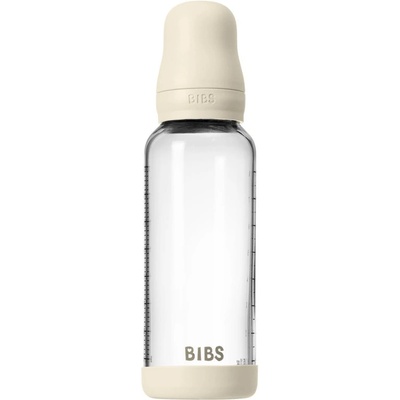 BIBS Baby Glass Bottle Silicone шише против колики със силиконова приставка за пиене Ivory 240ml