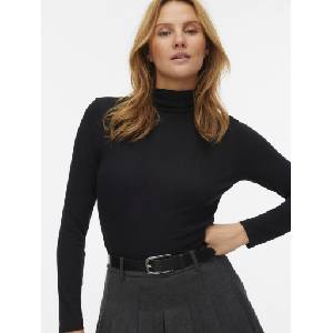 VERO MODA Черна дамска поло блуза AWGLESHA Vero Moda | Cheren | ЖЕНИ | S