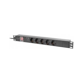 Lanberg Rack PDU Power Strip 19 LANBERG 1U 16A 5X 230V SCHUKO 2M Black