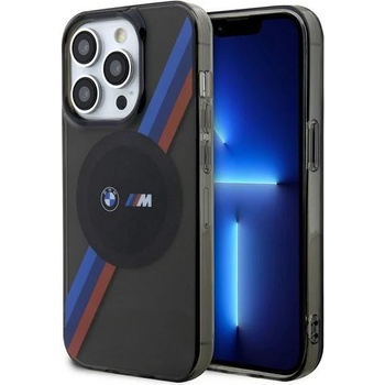 BMW Кейс BMW BMHMP14XHDTK за iPhone 14 Pro Max 6.7"", сив / сив, твърд, Tricolor Stripes MagSafe (BMW000607-0)