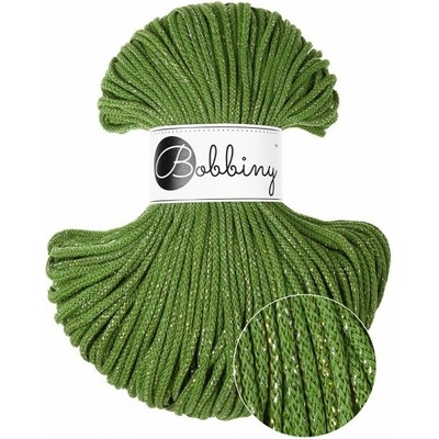 Bobbiny bavlněná šňůra JUNIOR 3mm SHINY Moss-Green