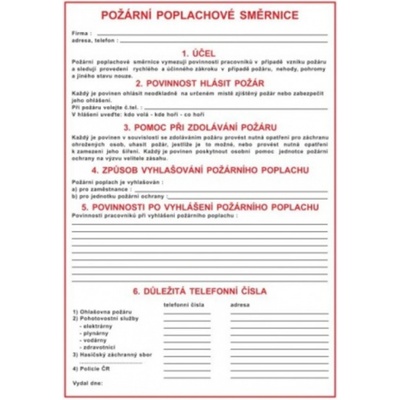 Bezpečnostní značky POZ30 A4 plast Požární poplachové směrnice