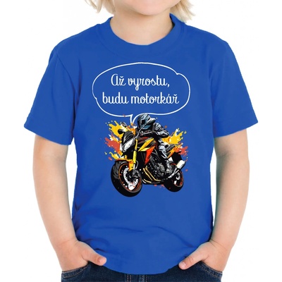 Fajntričko Kids dětské tričko Až vyrostu, budu motorkář kráľovská modrá