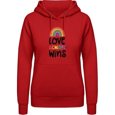 AWDis Dúhová mikina s Nápisom Love Always Wins ohnivá červená