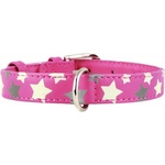 COLLAR Светещ кожен нашийник с звезди, розов 38 - 49 см, 25 мм